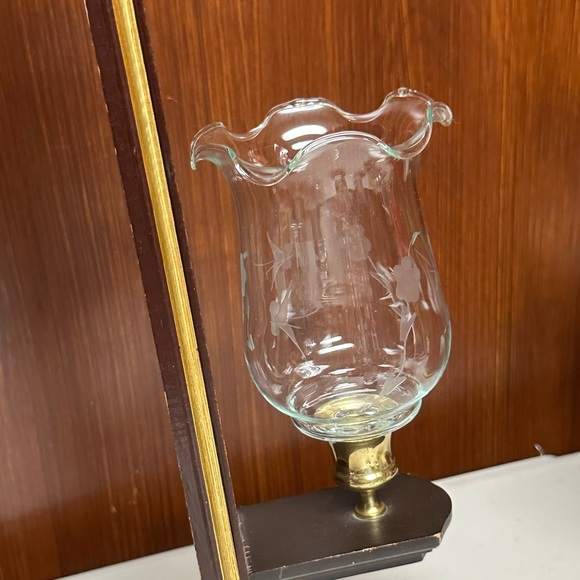 Vintage Glass candleholder cup Butterfly and Blossoms engraved - Picture 1 of 11